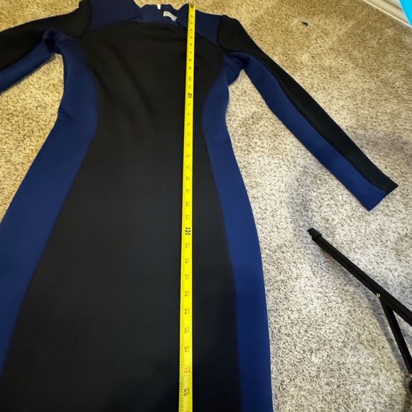 ETC Women Colorblock Bodycon Dress Size S Long Sleeve Black & Blue - Picture 9 of 14